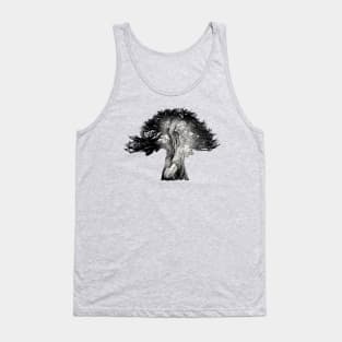 Baobab in Silhouette with Elephant Face Overlay Tank Top